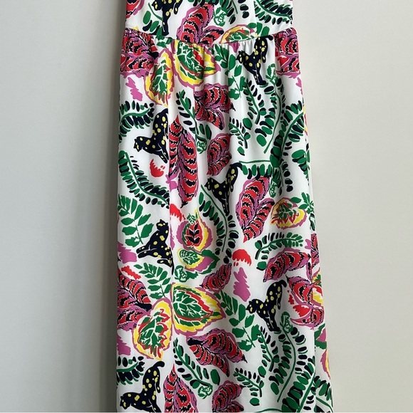CK BRADLEY Mock Neck Halter Maxi Dress Puma Cat Floral Print tropical vibrant - Picture 4 of 16